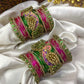 Pakshiraj Peacock Kundan Bangles – Parrot Green, Rani Pink & Gold – image 2