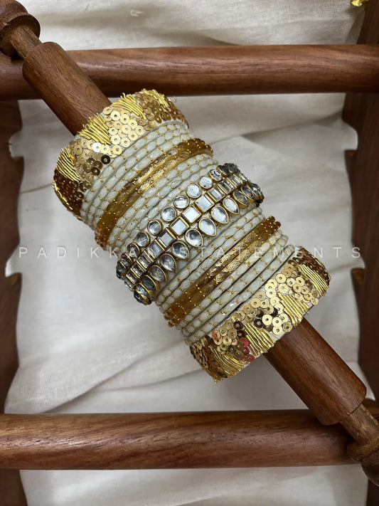 Shwetambari Kundan Bridal Stack – Ivory and Gold