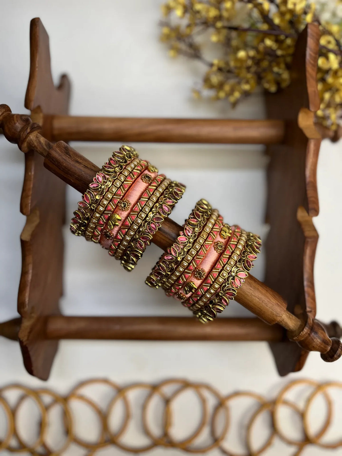 Kamalika Glow | Peach Gold Wedding Bangles