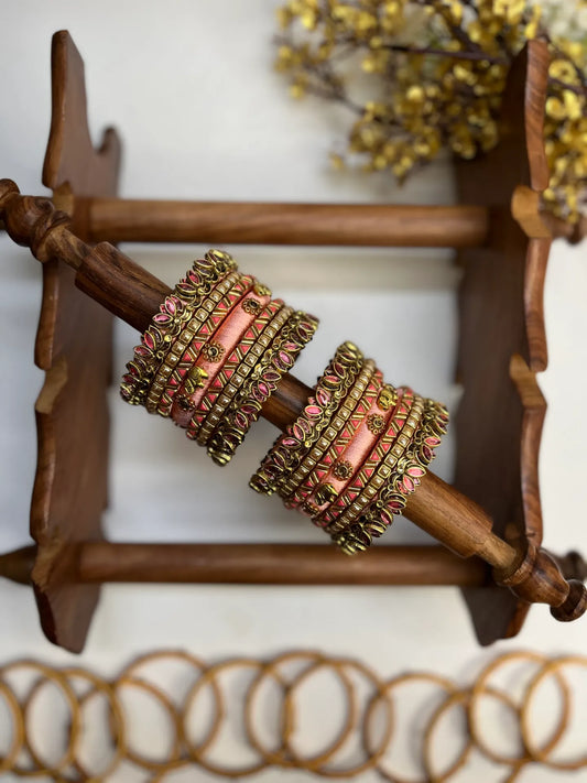 Kamalika Glow | Peach Gold Wedding Bangles