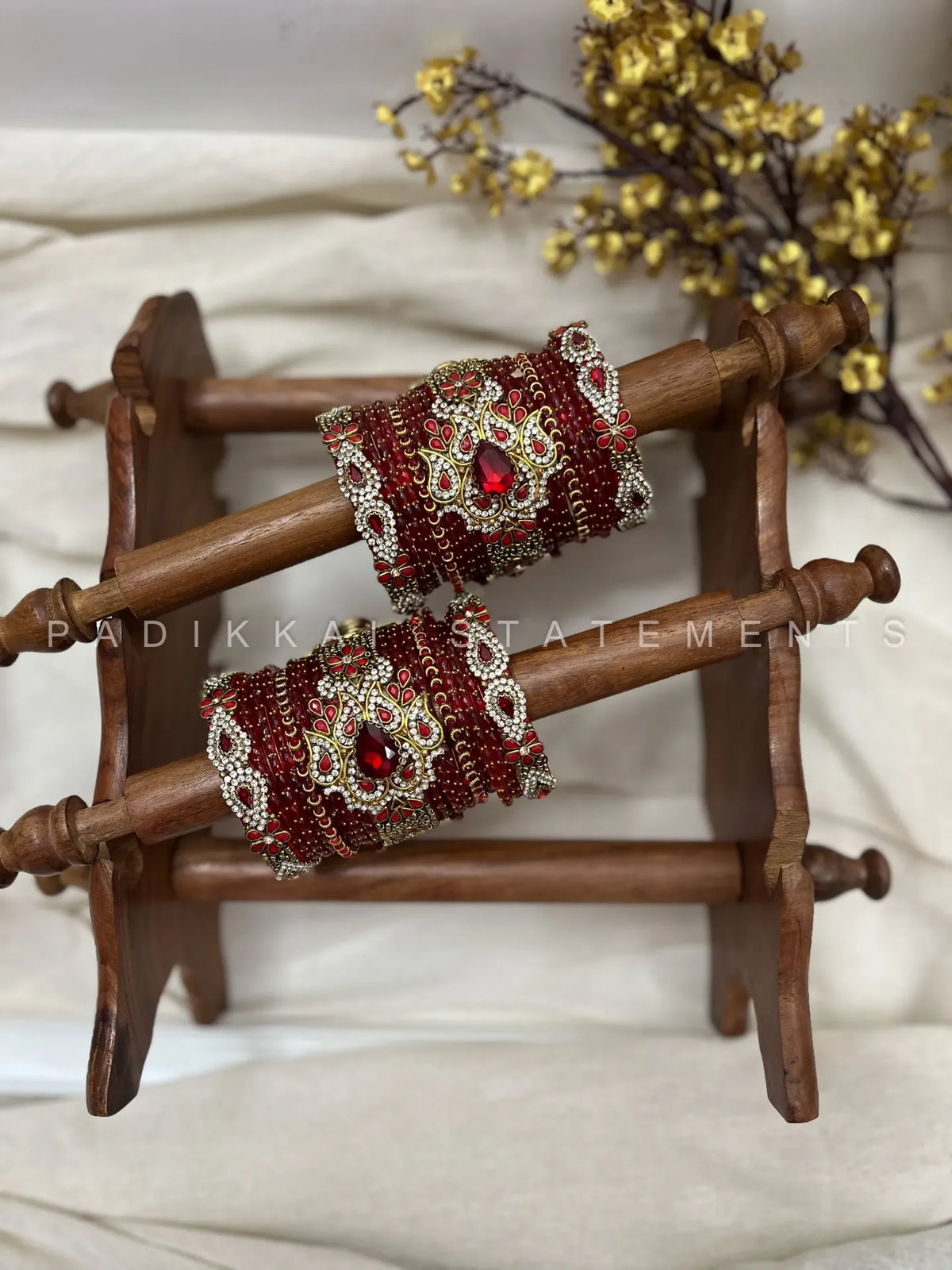 Heirloom Paisley Ruby Kundan Bridal Set – Ruby Red and Wine Maroon