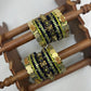 Lakshmi Green Kundan Bangles for Bride |  Deep Blue and Olive Green