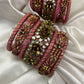Orchid Malar Kundan Bangles – Rose Pink, Light Pink and Gold – image 2