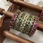 Thamarai Arasi Festive Kundan Bangle Set – Rani Pink, Mint Green, Pearl White & Antique Gold