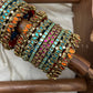Thamarai Varnika Festive Kundan Bangle Set – Sea Blue, Magenta Pink, Orange & Antique Gold