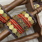 Agni Neelam Lakshmi Kundan Bangles – Bright Orange and Indigo Blue – image 2