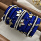 Neelam Glint Kundan Bangle Stack – Navy Blue & White – image 2
