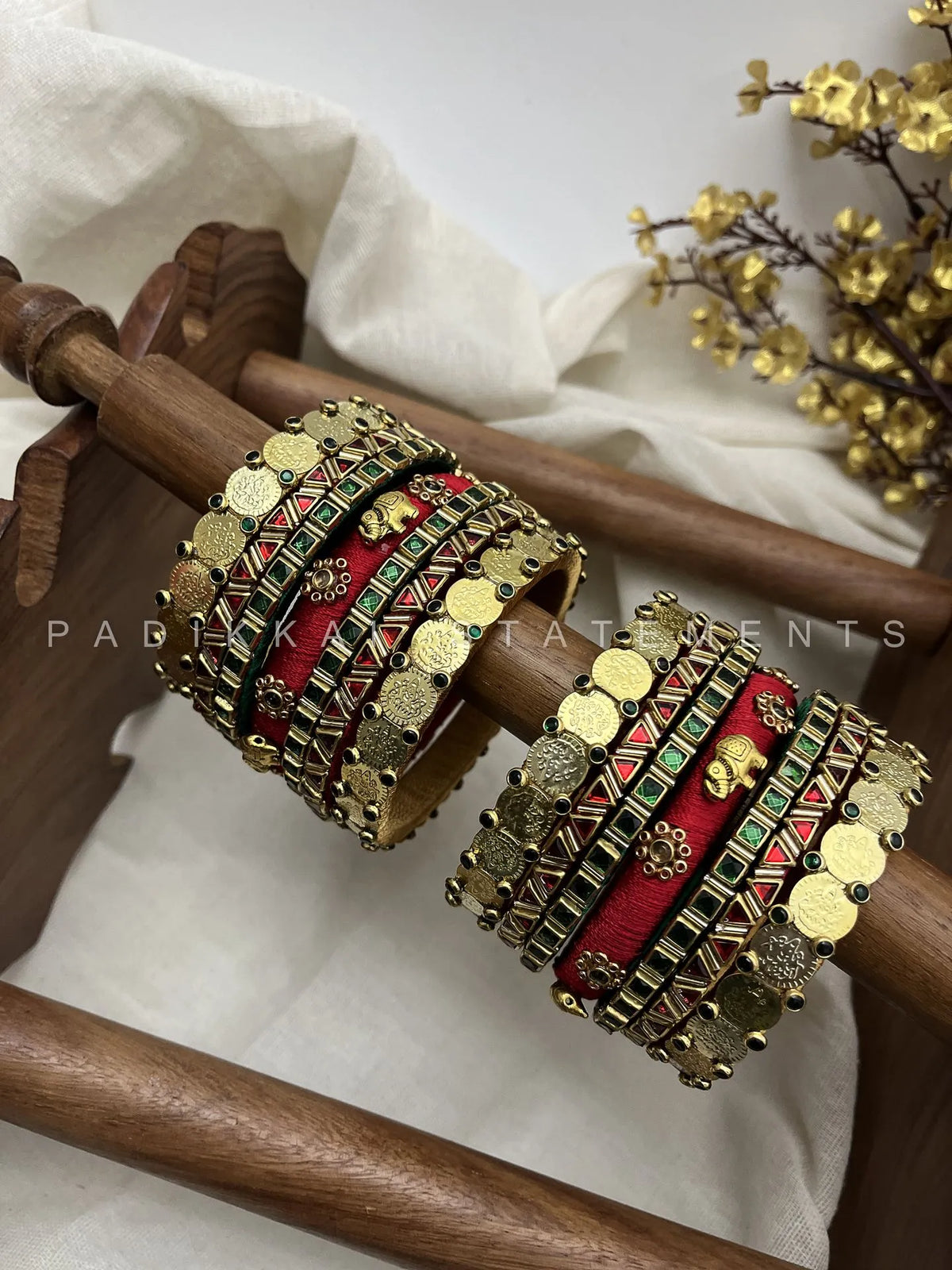 Shubha Lakshmi Bridal Kundan Set - Ruby Red and Emerald Green – image 2