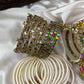 Ivory White Kundan Bangles for Bride |  Pastel Mela – image 2