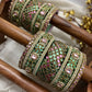Aurora Pastel Kundan Bangles – Sage Green and Pastel Pink – image 2