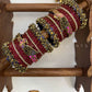 Aarvika Kundan Bangles – Rani Pink, Dark Blue & Gold – image 2