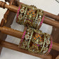 Mayura Varnam Bridal Kundan Bangles – Rani Pink, Mint Green and Gold