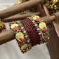 Sampada Lakshmi Kundan Bangle Set – Crimson Red & Antique Gold – image 2