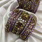 Orchid Malar Kundan Bangles – Lilac, Misty Orchid and Gold – image 2