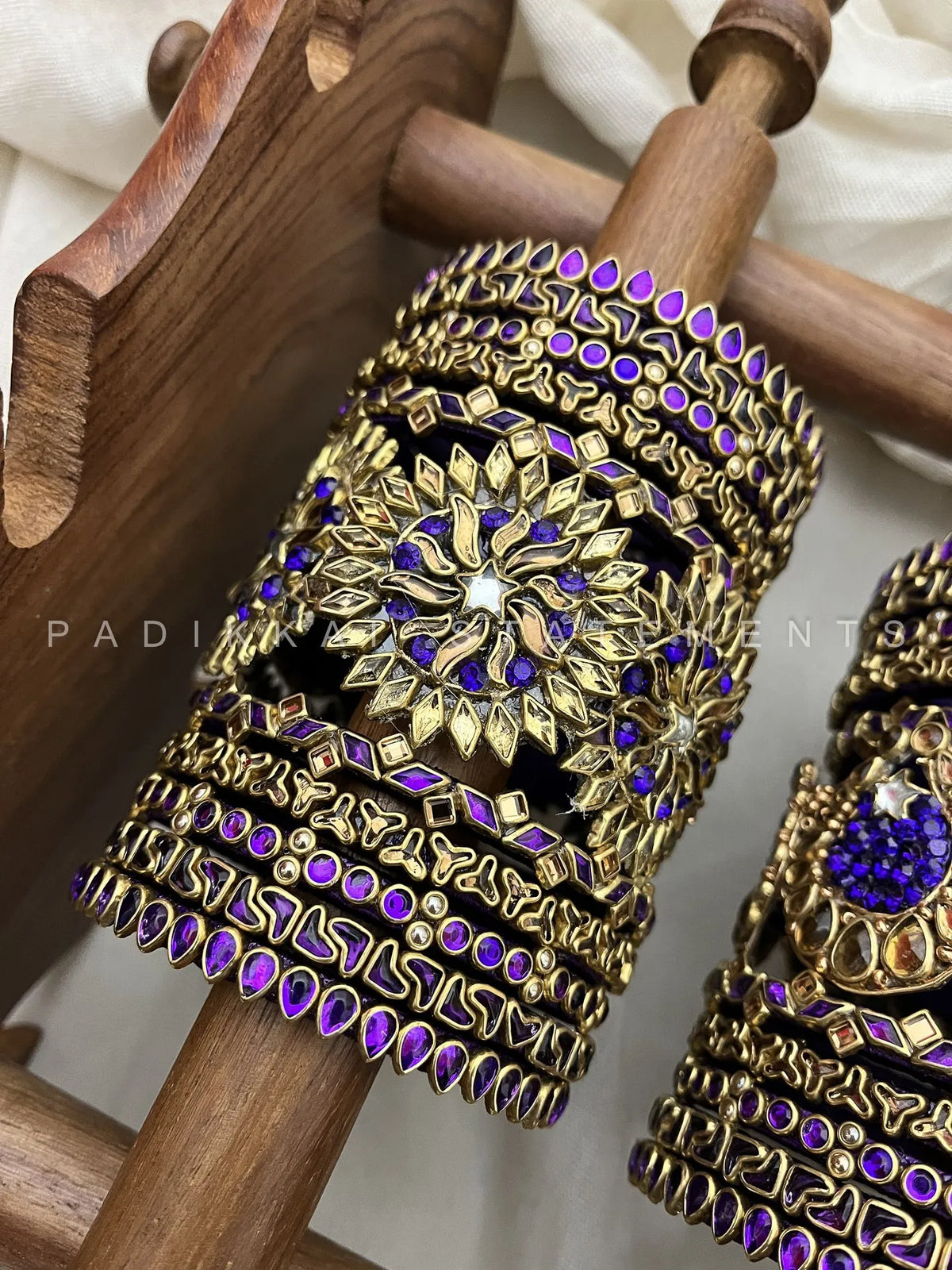 Chandra Surya Aura Bridal Kundan Set - Royal Purple and Antique Gold – image 3