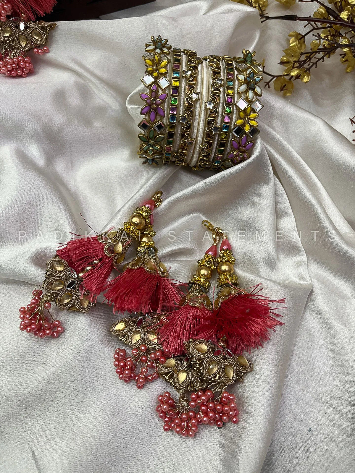 Ivory White Kundan Bangles for Bride |  Pastel Mela – image 6