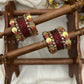 Sampada Lakshmi Kundan Bangle Set – Crimson Red & Antique Gold