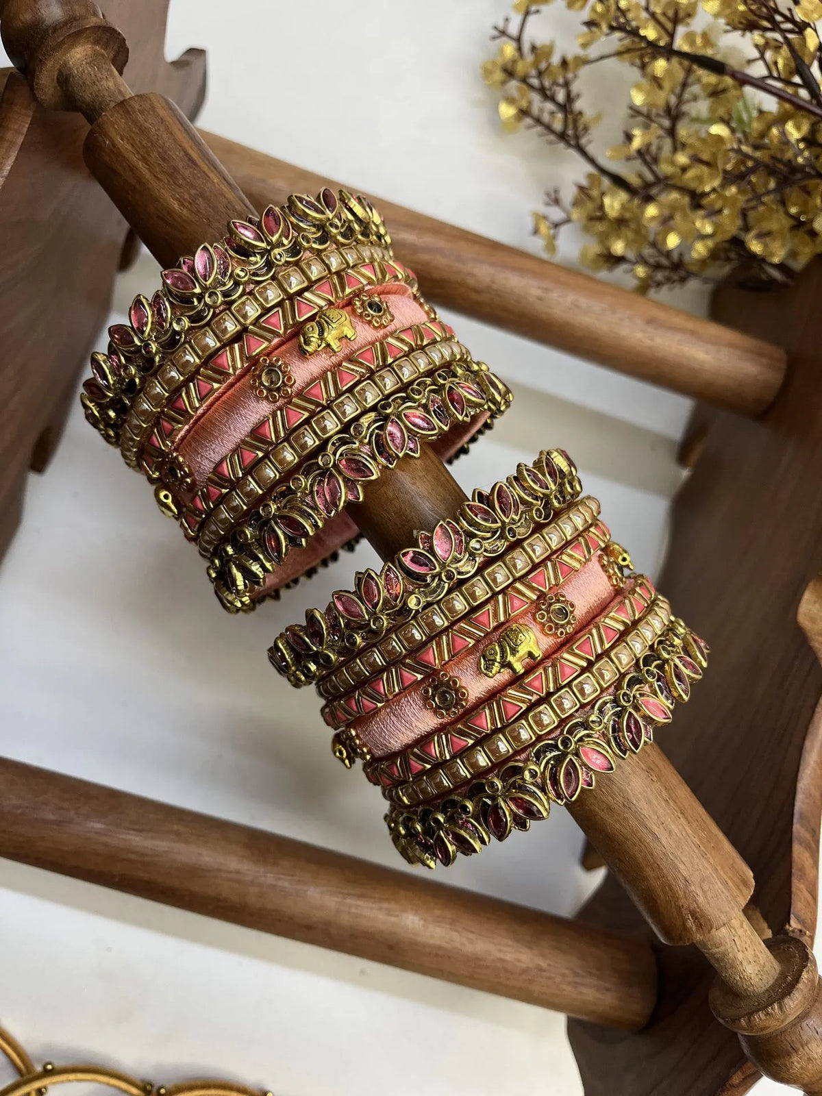 Kamalika Glow | Peach Gold Wedding Bangles – image 2