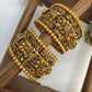 Antique Surya Kundan Bangle Set | Bride – Mango Yellow & Maroon – image 2