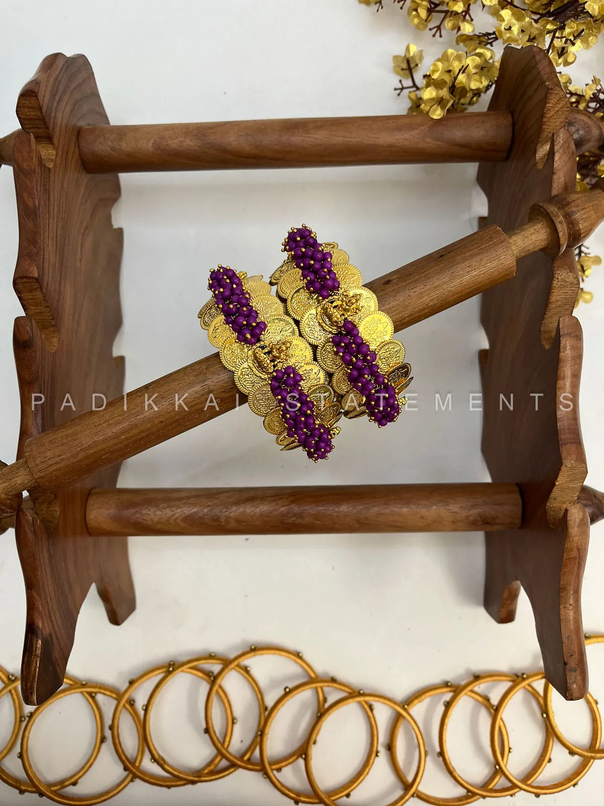 Shree Valli Kundan Bridal Set – Purple, Parrot Green and Gold – image 2