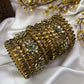 Golden Aura Floral Kundan Set - Gold and Ivory