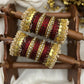 Vaibhavam Lakshmi Bridal Kundan Bangle Set – Maroon, Pearl White & Antique Gold