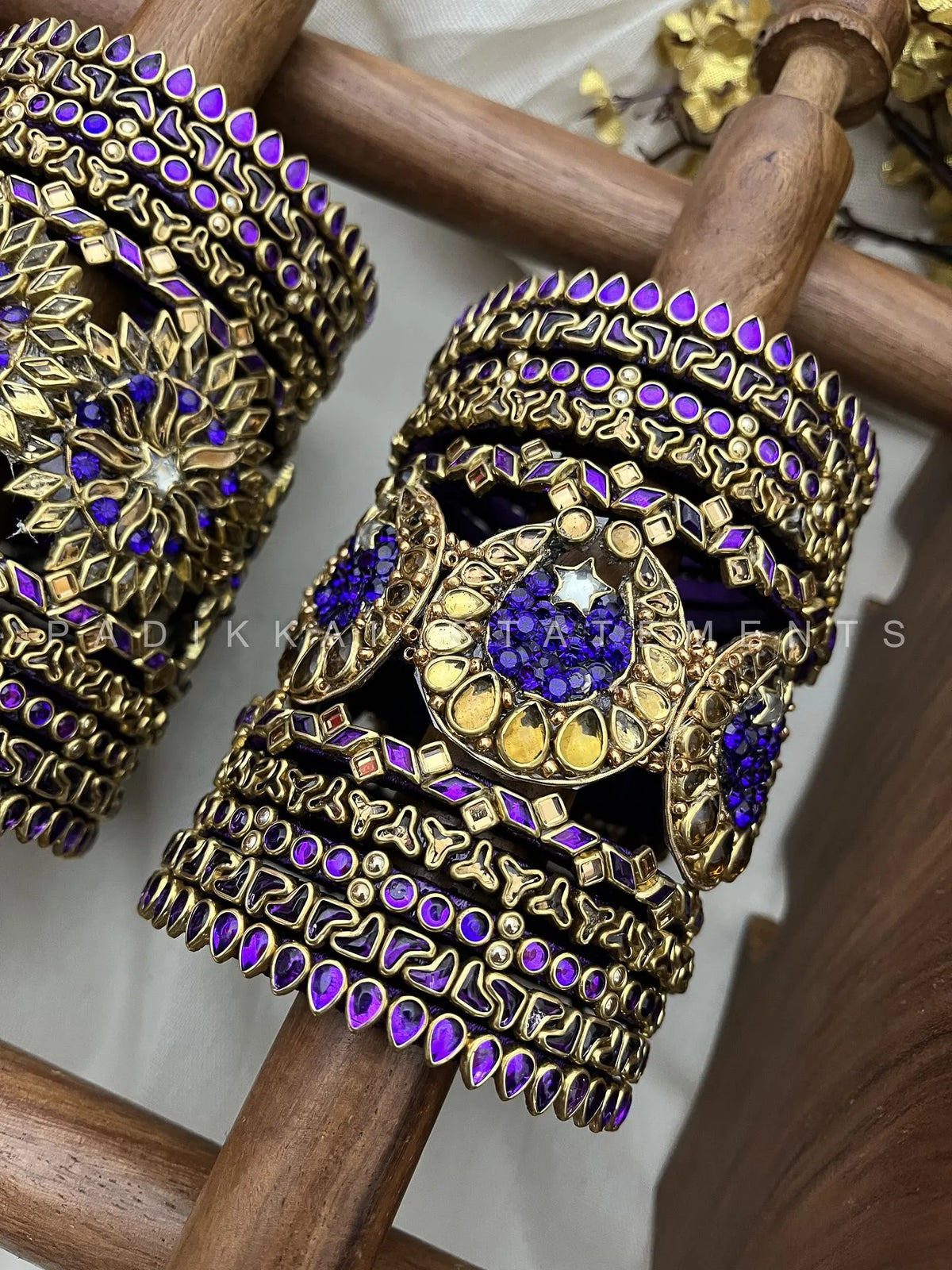 Chandra Surya Aura Bridal Kundan Set - Royal Purple and Antique Gold – image 2