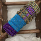 Antique Padmaraga Lakshmi Kundan Bangle Set – Peacock Blue, Royal Purple & Antique Gold – image 5