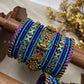 Antique Padmaraga Lakshmi Kundan Bangle Set – Peacock Blue, Royal Purple & Antique Gold