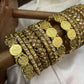 Royal Lakshmi Bridal Kundan Bangles – Pearl Gold and Mirror Gold – image 3