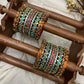 Thamarai Varnika Festive Kundan Bangle Set – Sea Blue, Magenta Pink, Orange & Antique Gold – image 2